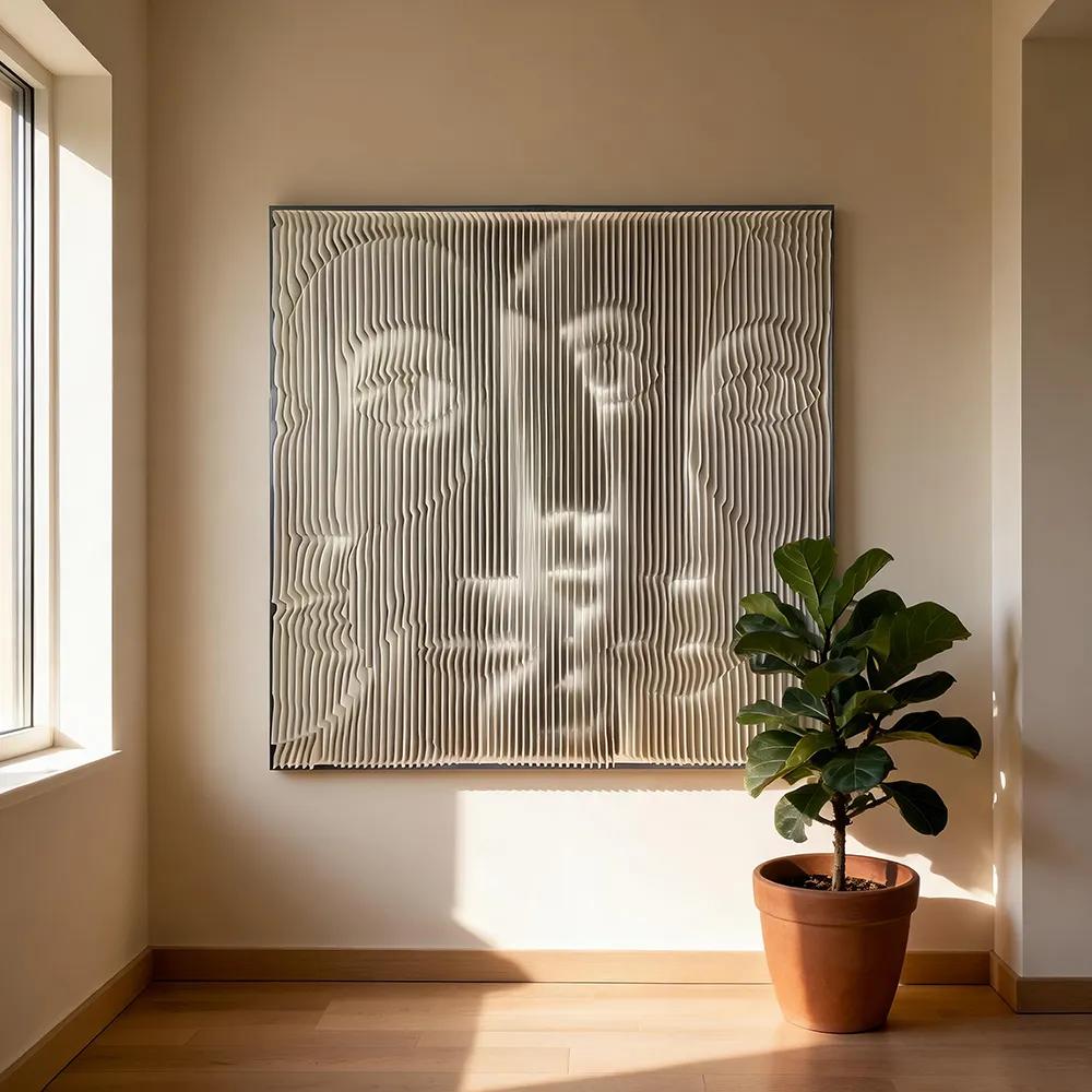 Modern Minimalist Three-dimensional Ripple Carving Decorative Painting Abstract Texture Wood Carving Art Hanging Painting Hallway Vertical Wall Decoration