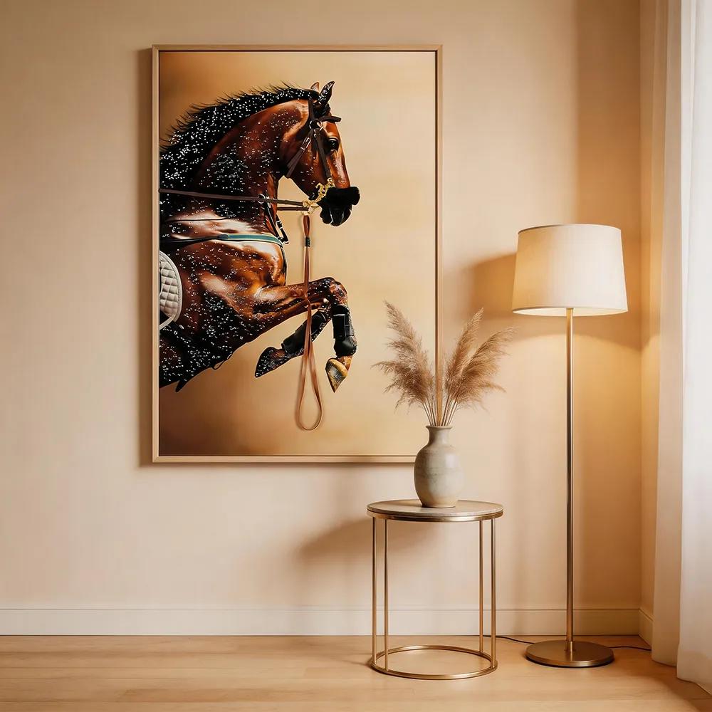 Modern Entry Luxury Equestrian Prancing Horse Three-dimensional Decorative Painting Diamond-encrusted Horse Art Hanging Painting Entrance Living Room Soft Wall Decoration