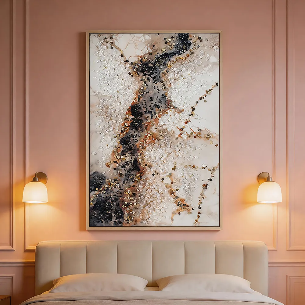 Modern Light Luxury Crystal Porcelain Texture Abstract Decorative Painting Pearl Stone Art Hanging Painting Entrance Living Room Soft Wall Decoration