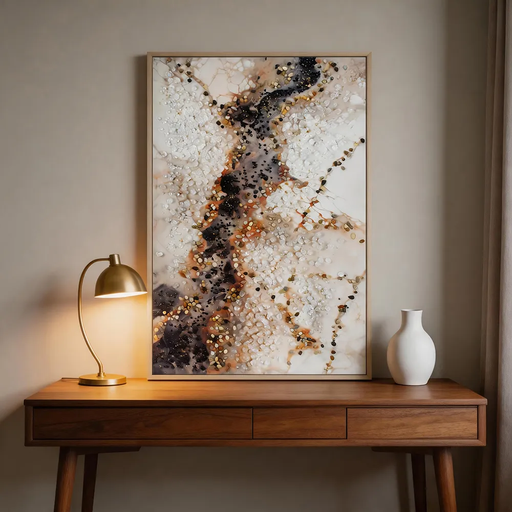 Modern Light Luxury Crystal Porcelain Texture Abstract Decorative Painting Pearl Stone Art Hanging Painting Entrance Living Room Soft Wall Decoration