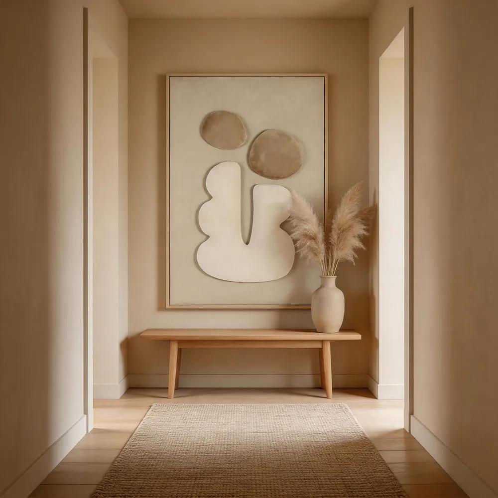 Modern Light Luxury Backlight Abstract Geometric Decorative Painting Cream Color Solid Art Hanging Painting Porch Living Room Soft Wall Decoration