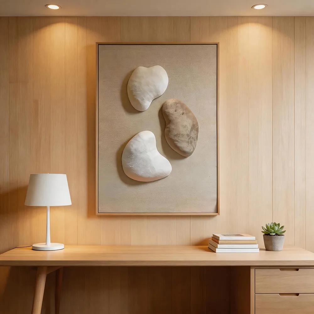 Modern Wabi-Sabi Style Three-Dimensional Pebble-Textured Decorative Painting, Hand-Crafted Relief Art Hanging Wall Piece for Living Room and Entryway Soft Furnishings