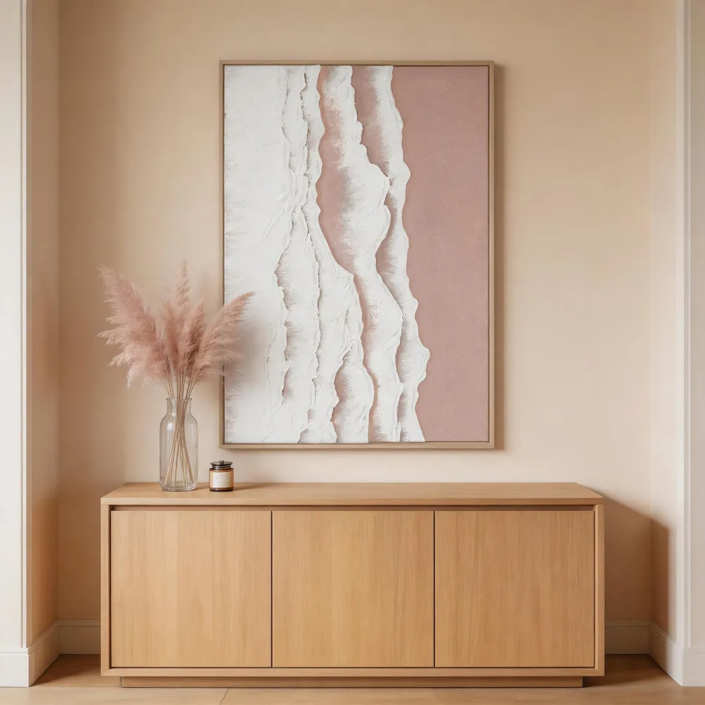 Modern Quiet Wind Backlit Three-dimensional Texture Abstract Decorative Painting Pink White Double-spell Art Hanging Painting Porch Living Room Soft Wall Decoration