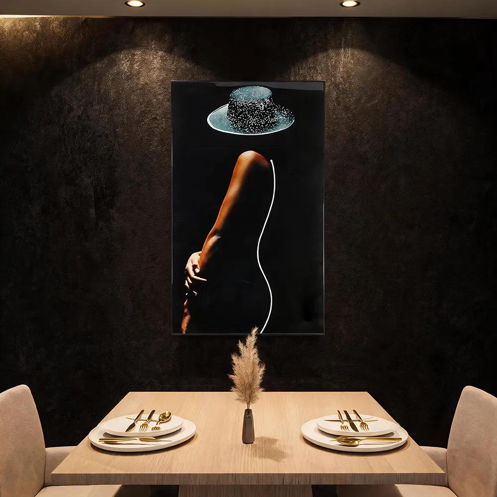 Dark Luxury Trendy Neon Topper Hat Body Art Decorative Painting Flash Diamond Abstract Creative Double Hanging Painting Porch Living Room Personalized Soft Wall Decoration