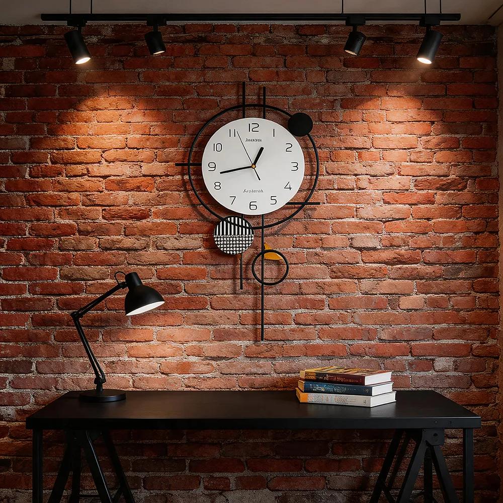 Modern Simple Geometric Iron Art Houndstooth Art Wall Clock Light Luxury Mute Line Creative Wall Hanging Clock Guest Restaurant Personalized Wall Decoration Hanging Decoration