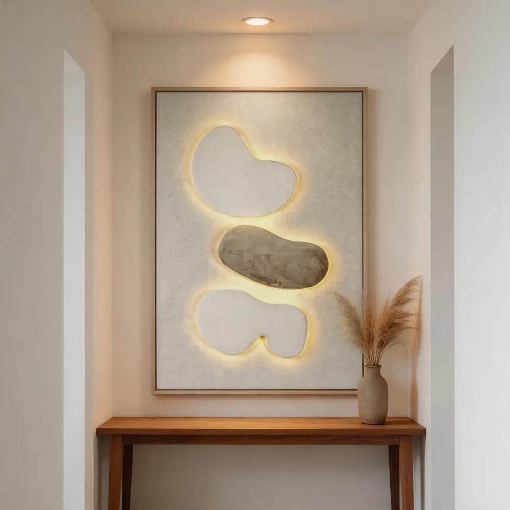 Modern Minimalist Three-Dimensional Decorative Painting LED Luminous Art Hanging Painting Living Room Entrance Bedroom Background Wall Mural