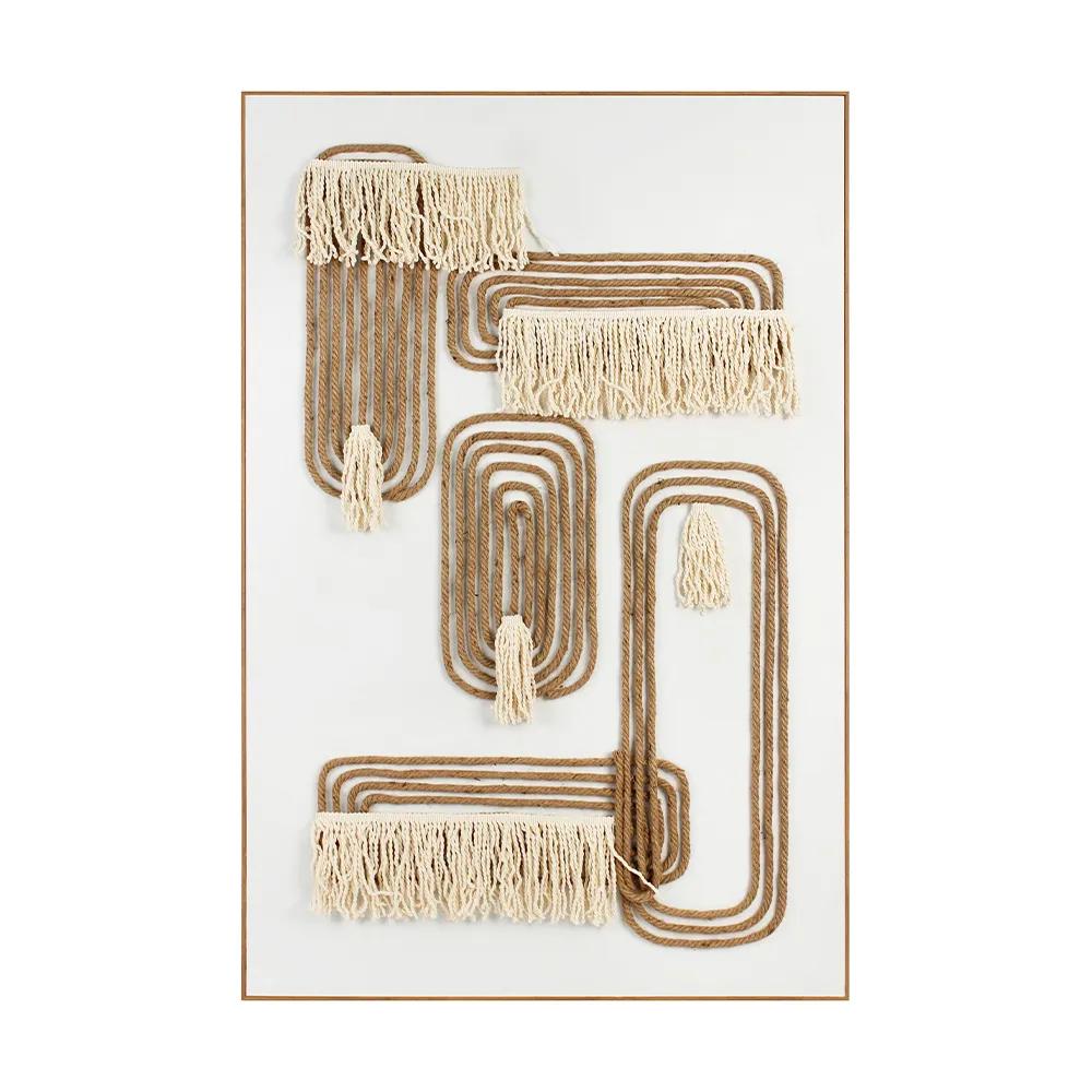 Modern Light Luxury Hemp Rope Woven Decorative Painting Handmade Tassel Fiber Art Mural Living Room Entrance Bedroom Hotel Hanging Painting