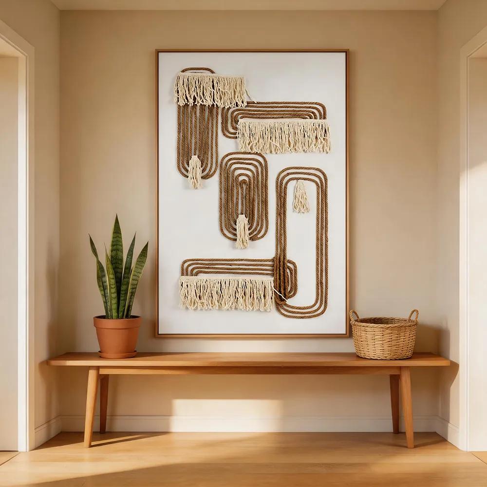 Modern Light Luxury Hemp Rope Woven Decorative Painting Handmade Tassel Fiber Art Mural Living Room Entrance Bedroom Hotel Hanging Painting