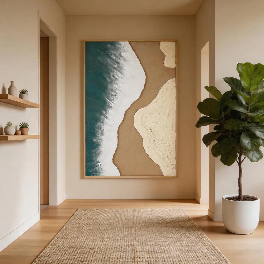 Modern luxury hand-painted LED decorative paintings, coastal beach art, hanging paintings, living room sofas, background walls, murals