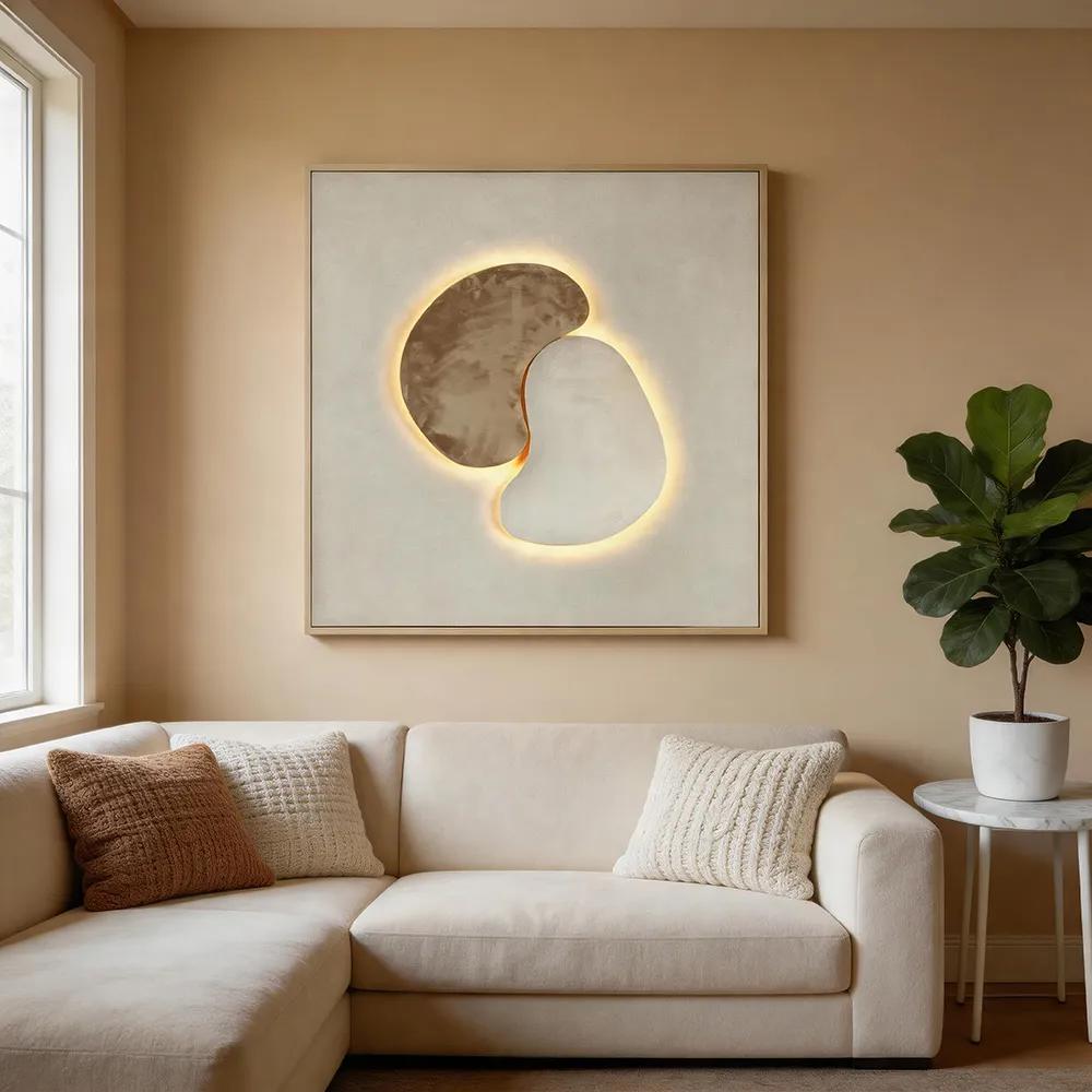 Modern Minimalist Stereo LED Decorative Painting Geometric Physical Art Mural Living Room Hallway Bedroom Atmosphere Lamp Hanging Painting