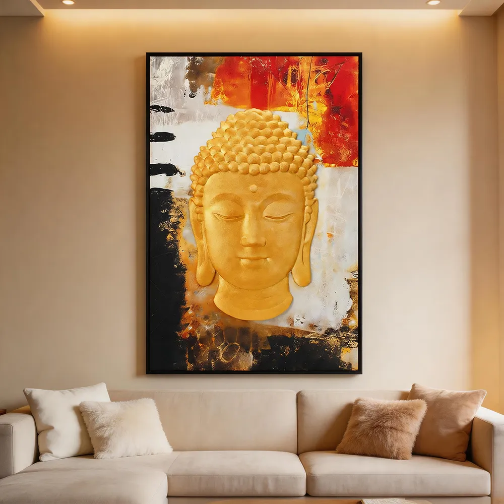 Three-dimensional Buddha relief decorative painting hand-painted texture comprehensive material art hanging painting Zen new Chinese style home wall decoration