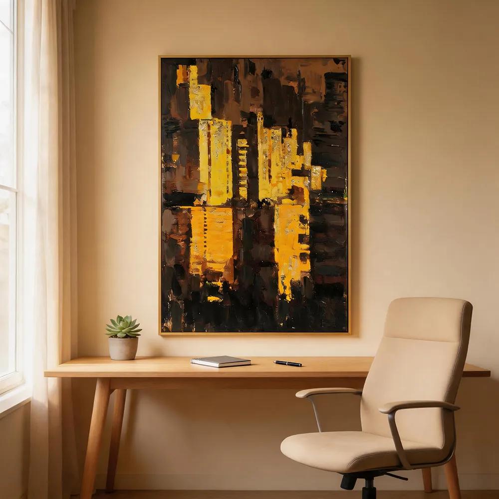 Modern Light Luxury Hand-painted Urban Abstract Decorative Painting Comprehensive Material Texture Art Hanging Painting Living Room Sofa Background Wall Mural
