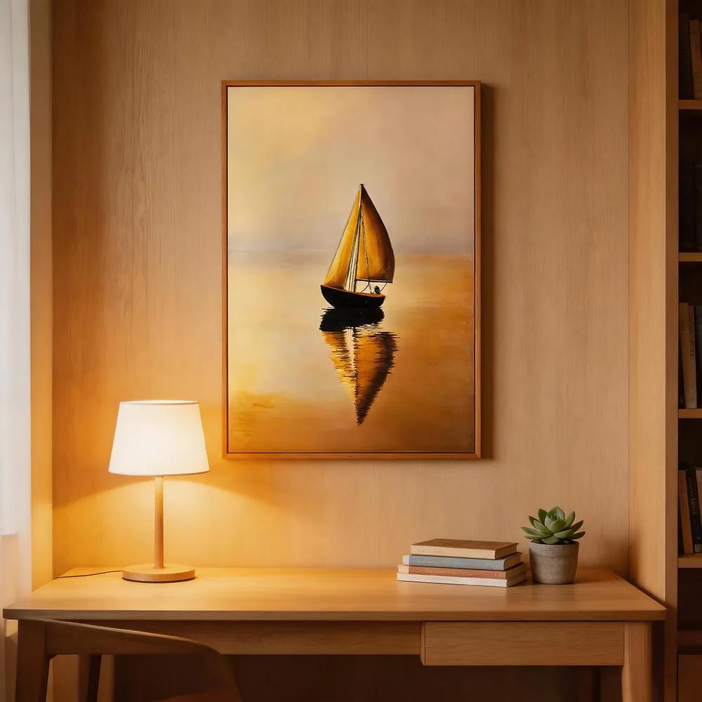 Modern Light Luxury Hand-painted Comprehensive Materials Sailing Decorative Painting Artistic Conception Seascape Art Hanging Painting Living Room Sofa Background Wall Mural