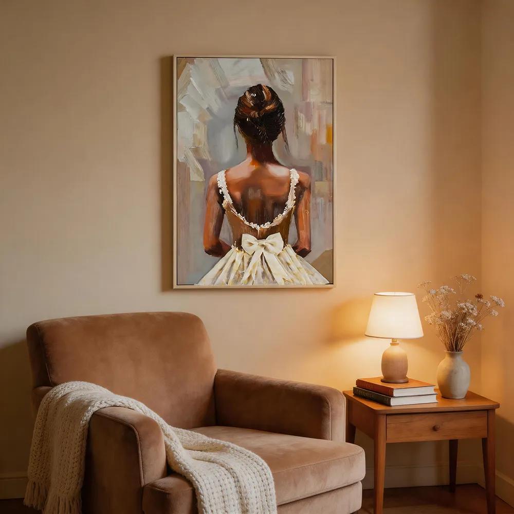 Modern Light Luxury Hand-painted Comprehensive Material Character Decorative Painting Three-dimensional Fabric Ballet Girl Art Hanging Painting Living Room Bedroom Background Wall Mural