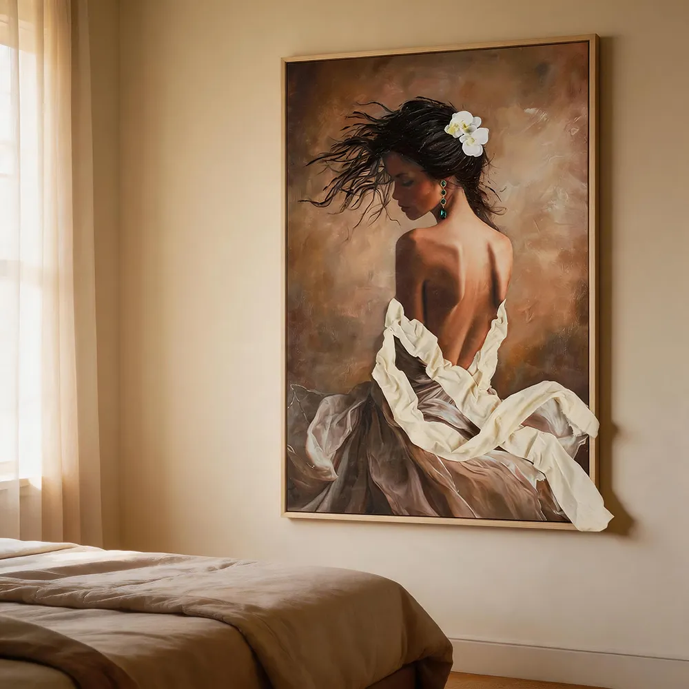 Modern Light Luxury Hand-painted Comprehensive Material Character Decorative Painting Three-dimensional Fabric Art Hanging Painting Living Room Bedroom Background Wall Mural