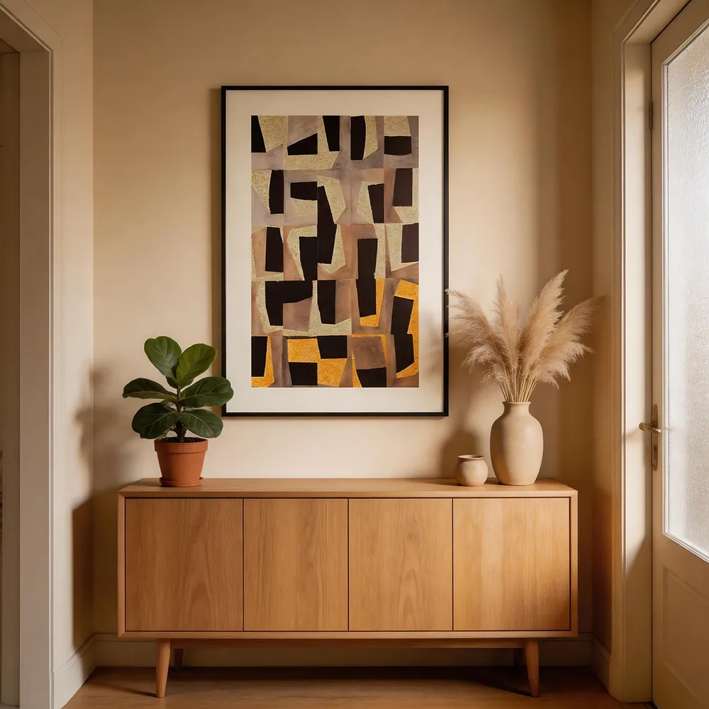 Modern Light Luxury Hand-painted Comprehensive Material Decorative Painting Abstract Geometric Art Hanging Painting Living Room Sofa Background Wall Mural