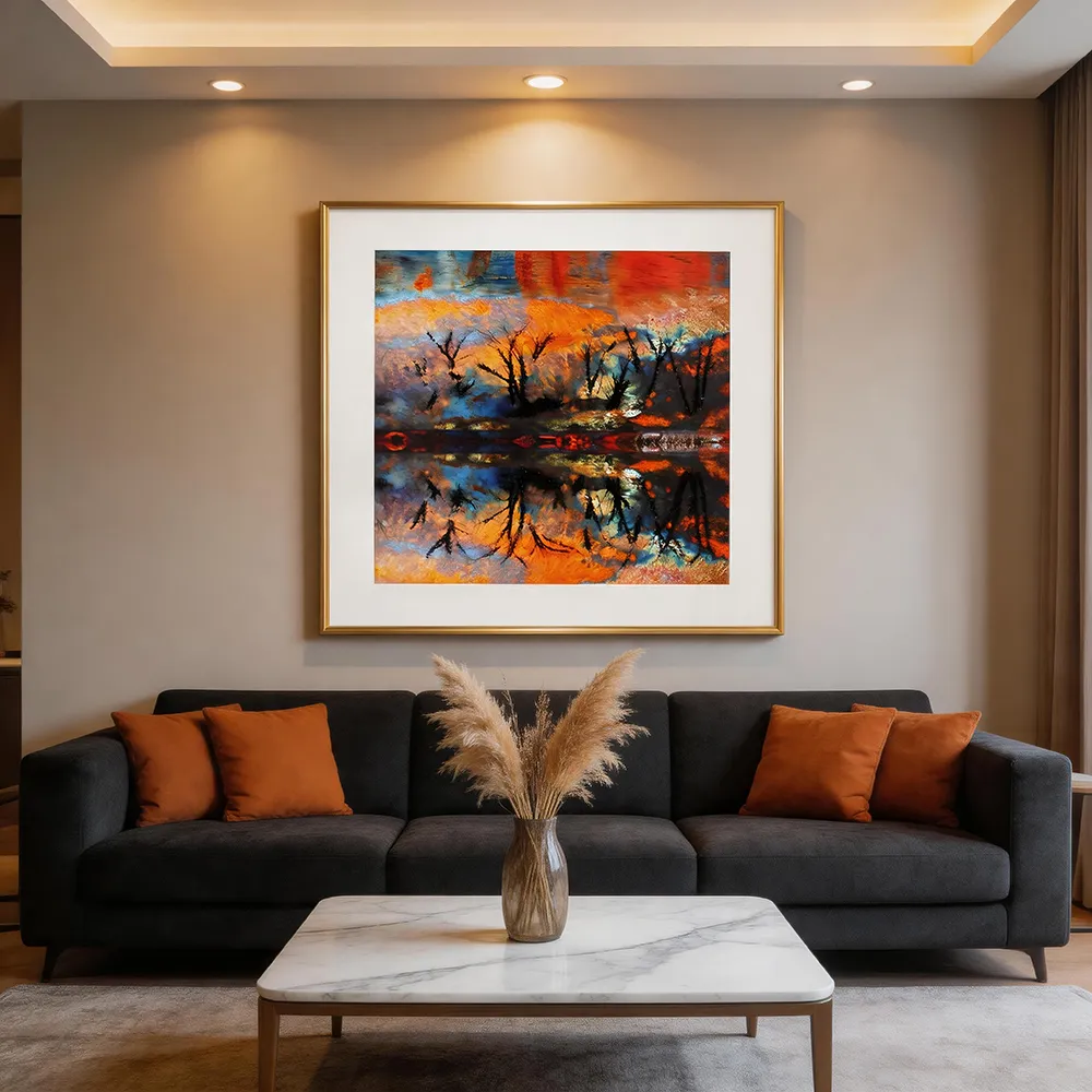 Modern Light Luxury Hand-painted Comprehensive Material Decorative Painting Abstract Landscape Art Hanging Painting Living Room Entrance Background Wall Mural Painting