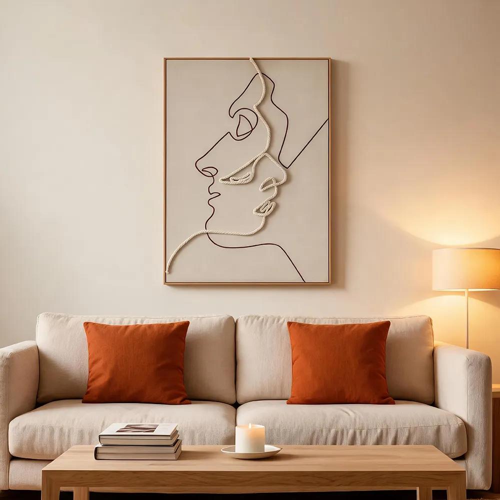 Modern Light Luxury Hemp Rope Woven Figure Line Drawing Decorative Painting Nordic Minimalist Abstract Art Hanging Painting Living Room Entrance Background Wall Murals