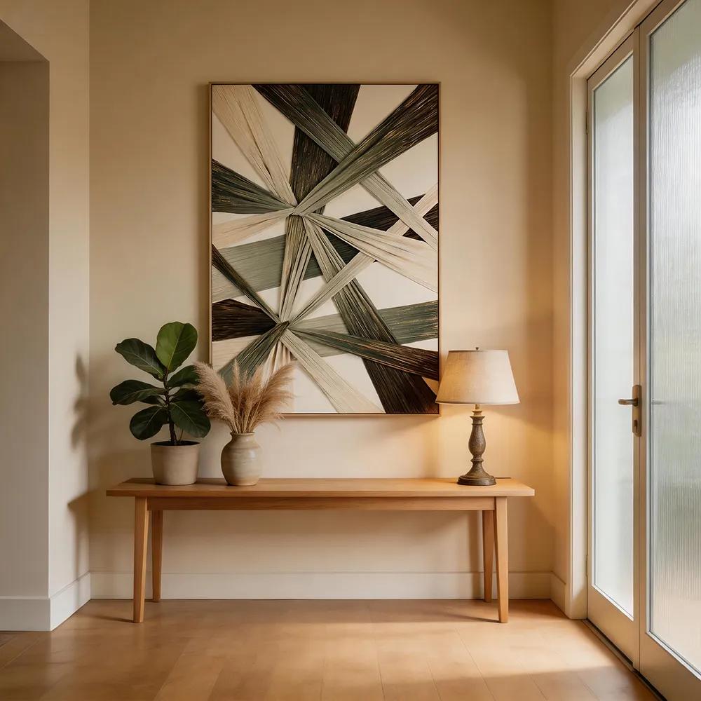 Modern Light Luxury Fabric Decorative Painting Geometric Line Art Hanging Painting Living Room Sofa Background Wall Mural