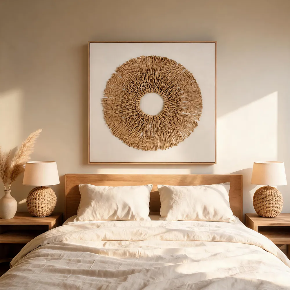 Modern Light Luxury Hemp Rope Woven Decorative Painting Nordic Round Art Hanging Painting Living Room Sofa Background Wall Mural