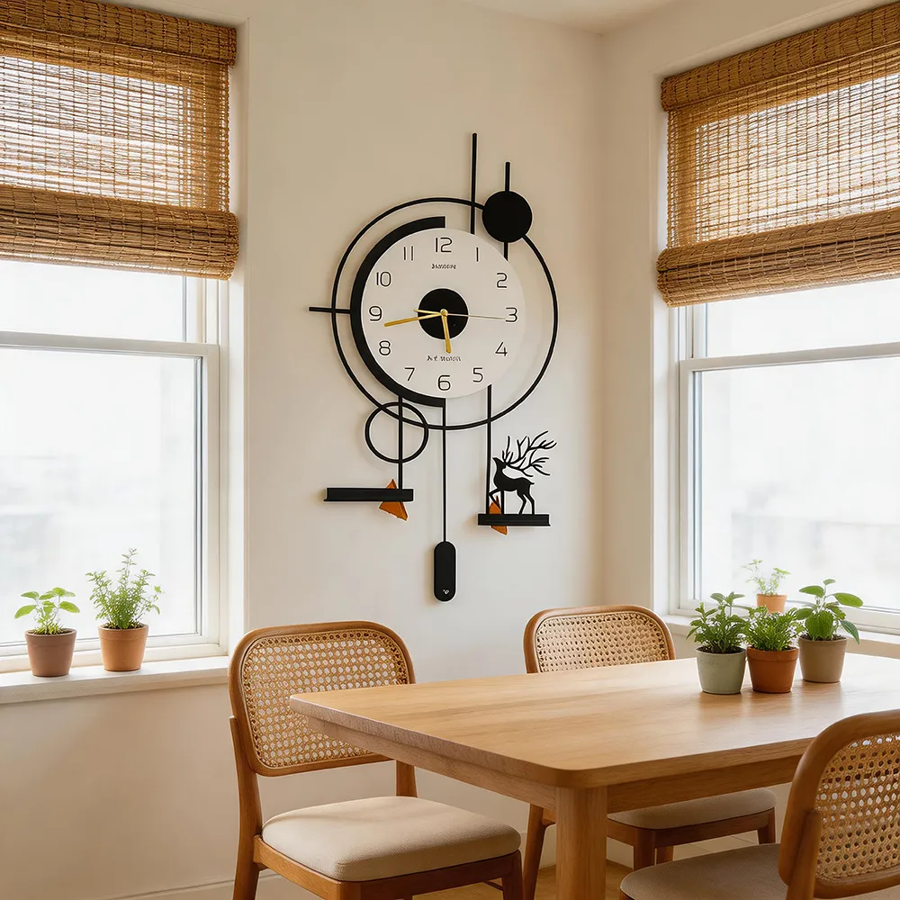 Modern Light Luxury Iron Wall Clock Modern Simple Living Room Quiet Decorative Clock