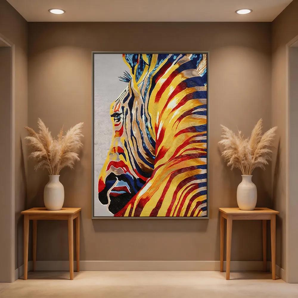 Modern Light Luxury Color Zebra Embroidery Decorative Painting Pop Style Animal Art Hanging Painting Entrance Living Room Soft Wall Decoration
