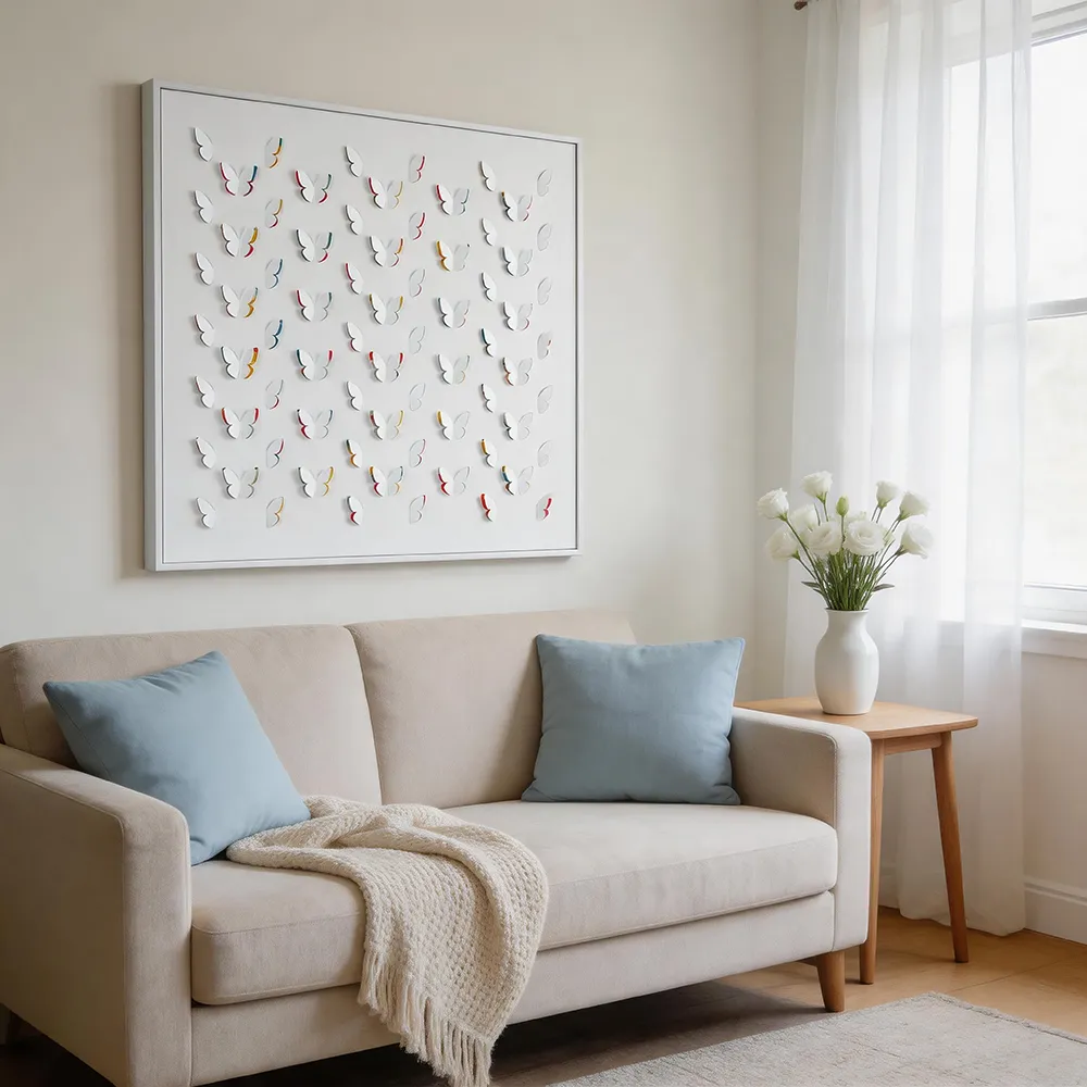 Modern Simple Three-dimensional Hollow Butterfly Decorative Painting Cream Style Healing Art Hanging Painting Living Room Entrance Soft Wall Decoration