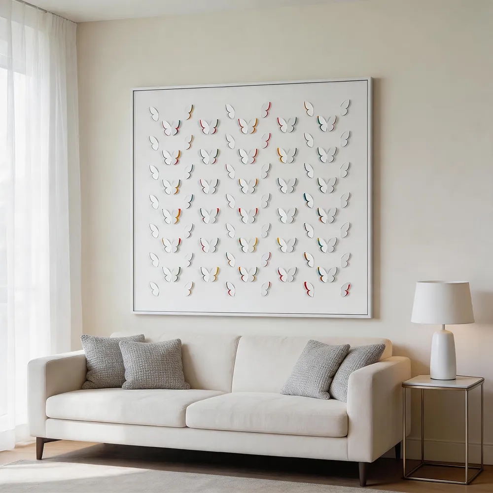 Modern Simple Three-dimensional Hollow Butterfly Decorative Painting Cream Style Healing Art Hanging Painting Living Room Entrance Soft Wall Decoration