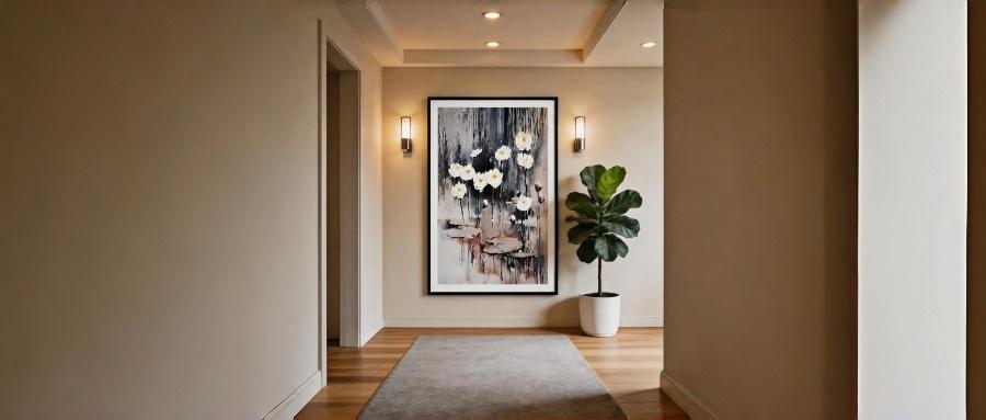 Ink Texture White Lotus Vertical Edition Hand-painted Oil Painting