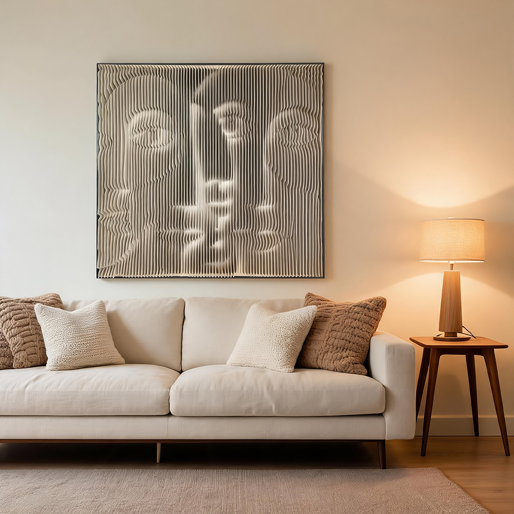 Textured 3D Triple Face Relief Wall Art