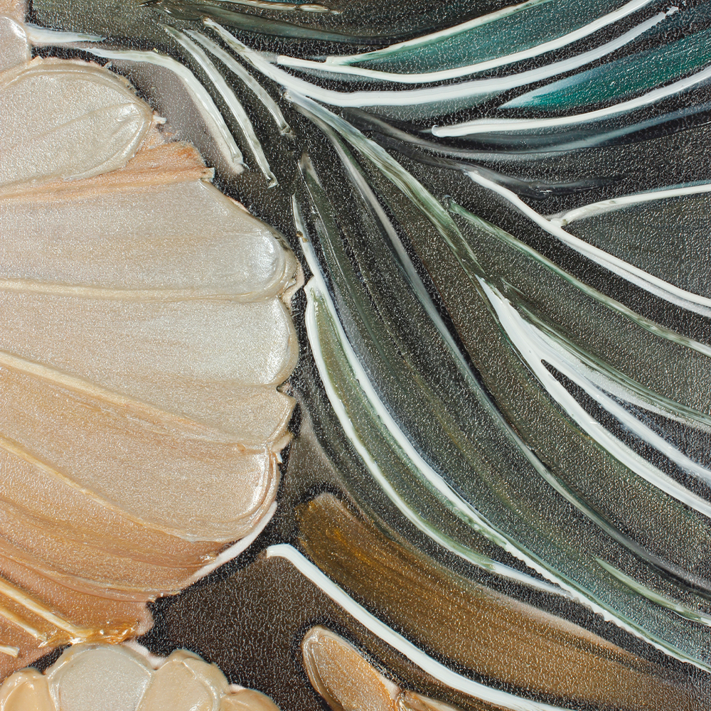 Thick Texture Ginkgo Floral Vertical Wall Oil Painting