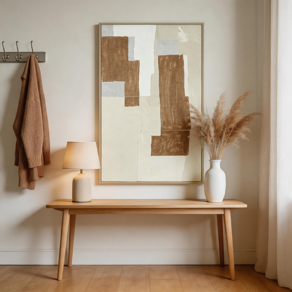  Linen Collage Textured Geometric Vertical Wall Art