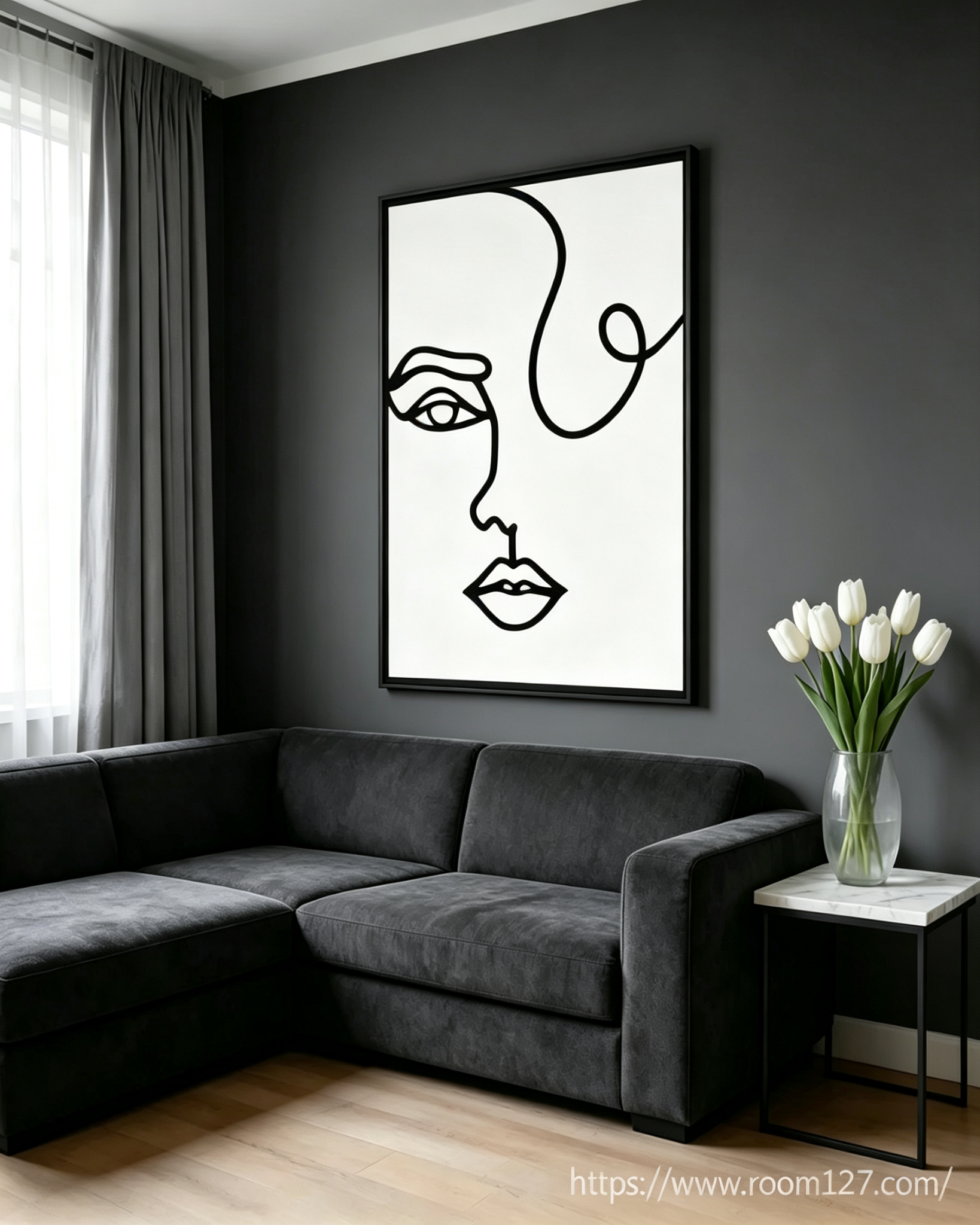 Minimalist One-Line Face Wall Art