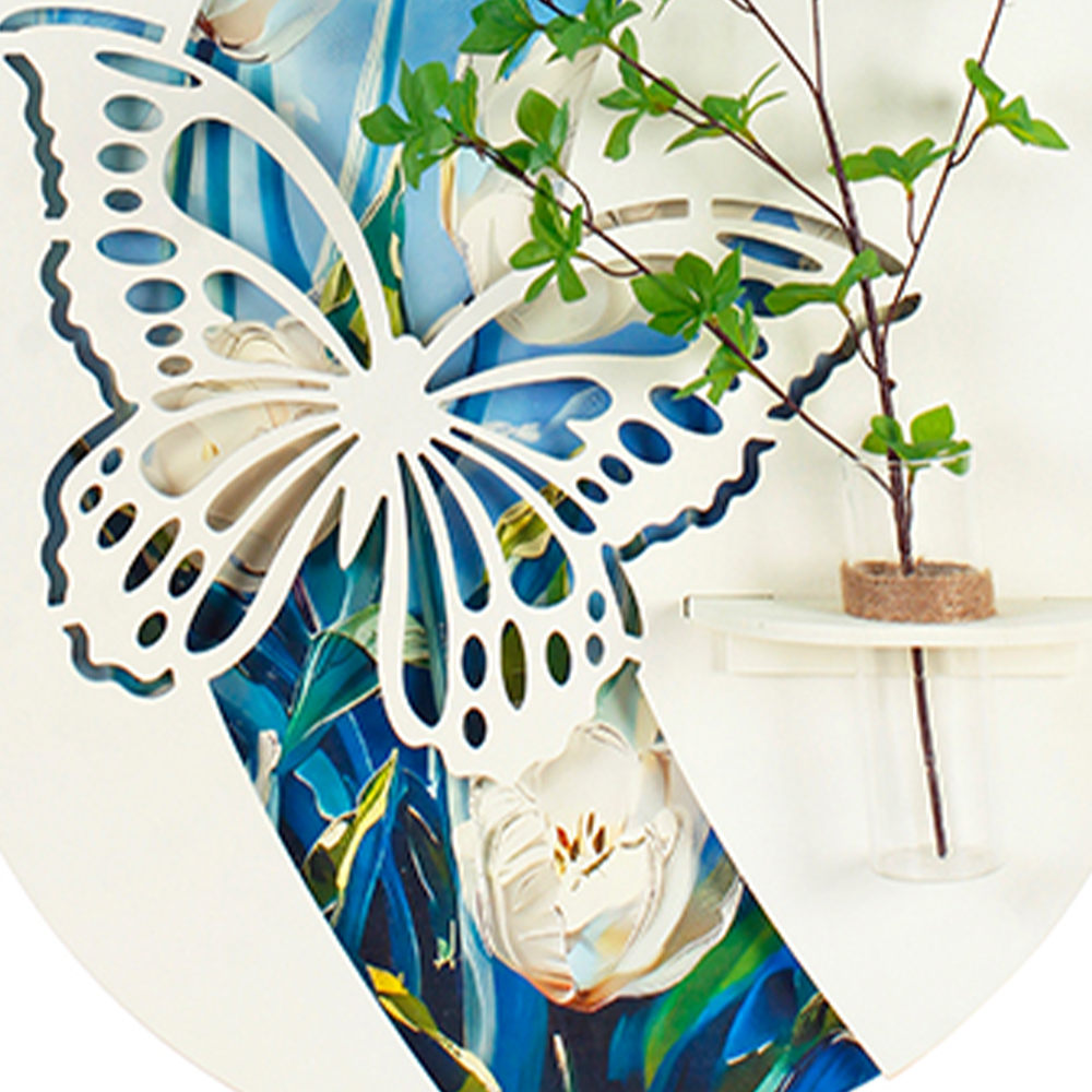 S-Shaped Backlit Butterfly Wall Hanging with Plant Vase, Perfect for Narrow Blank Walls