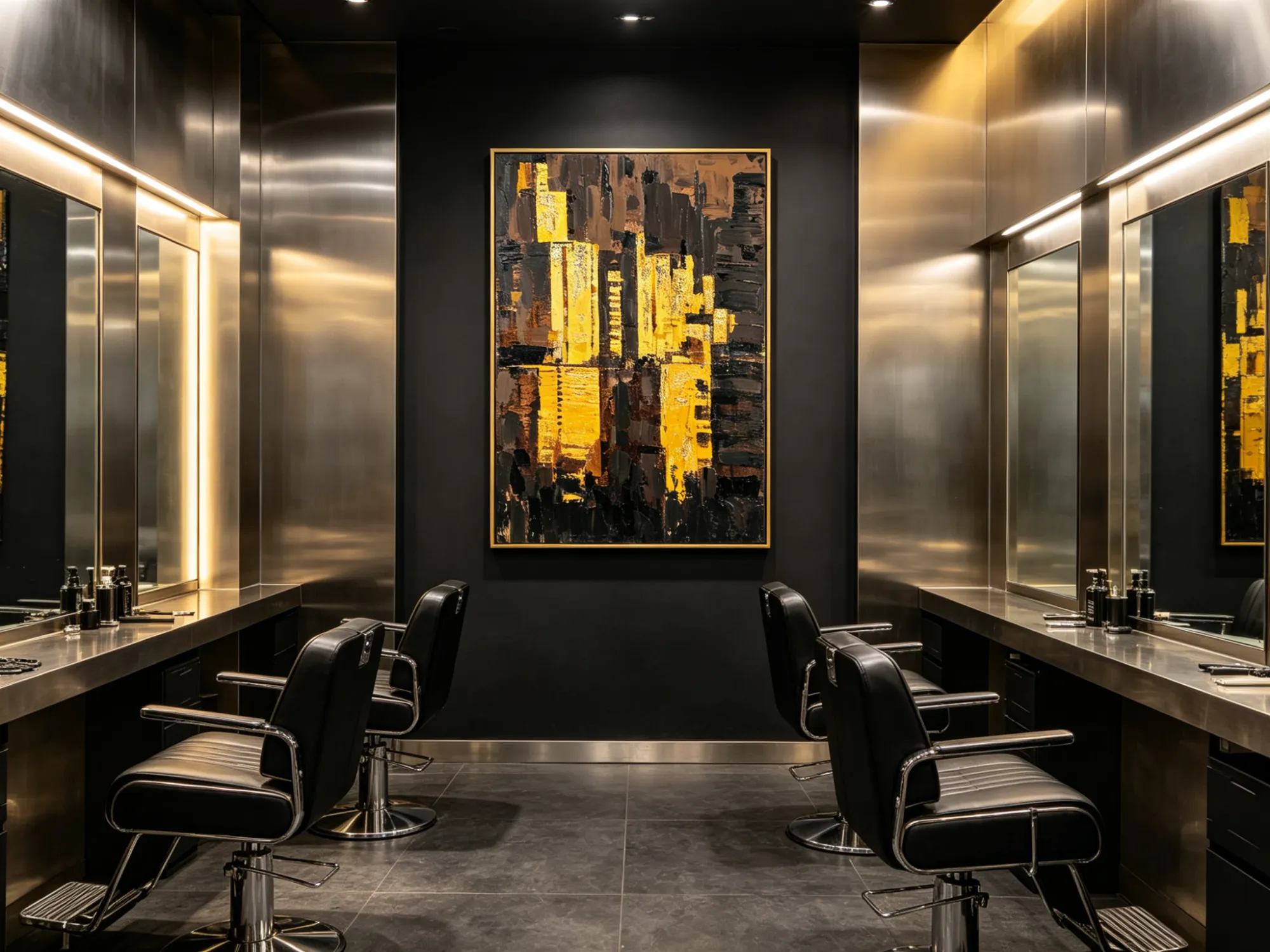 Thick-Impasto Oil Painting　Gold &amp; Black Texture　Business Sophistication　Cigar Lounge Art　room127 https://www.room127.com