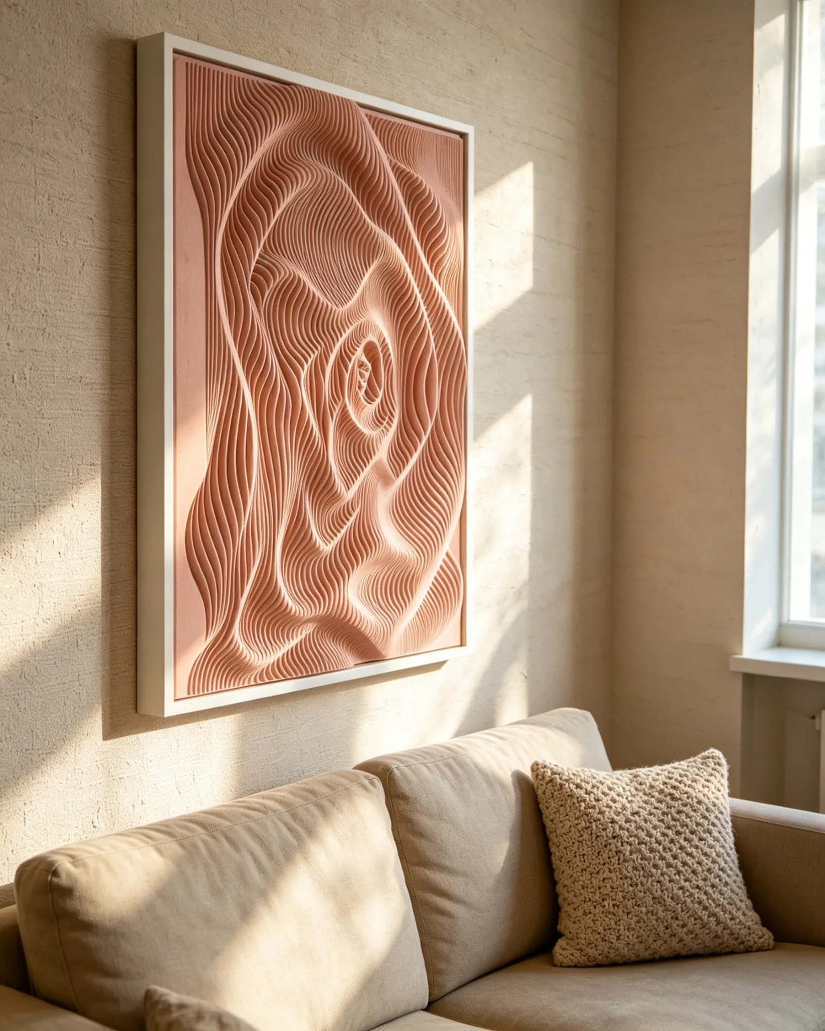 3D Layered Wall Art　Blush Wave　Cream-Tone Decor　Entryway Decor　room127　https://www.room127.com