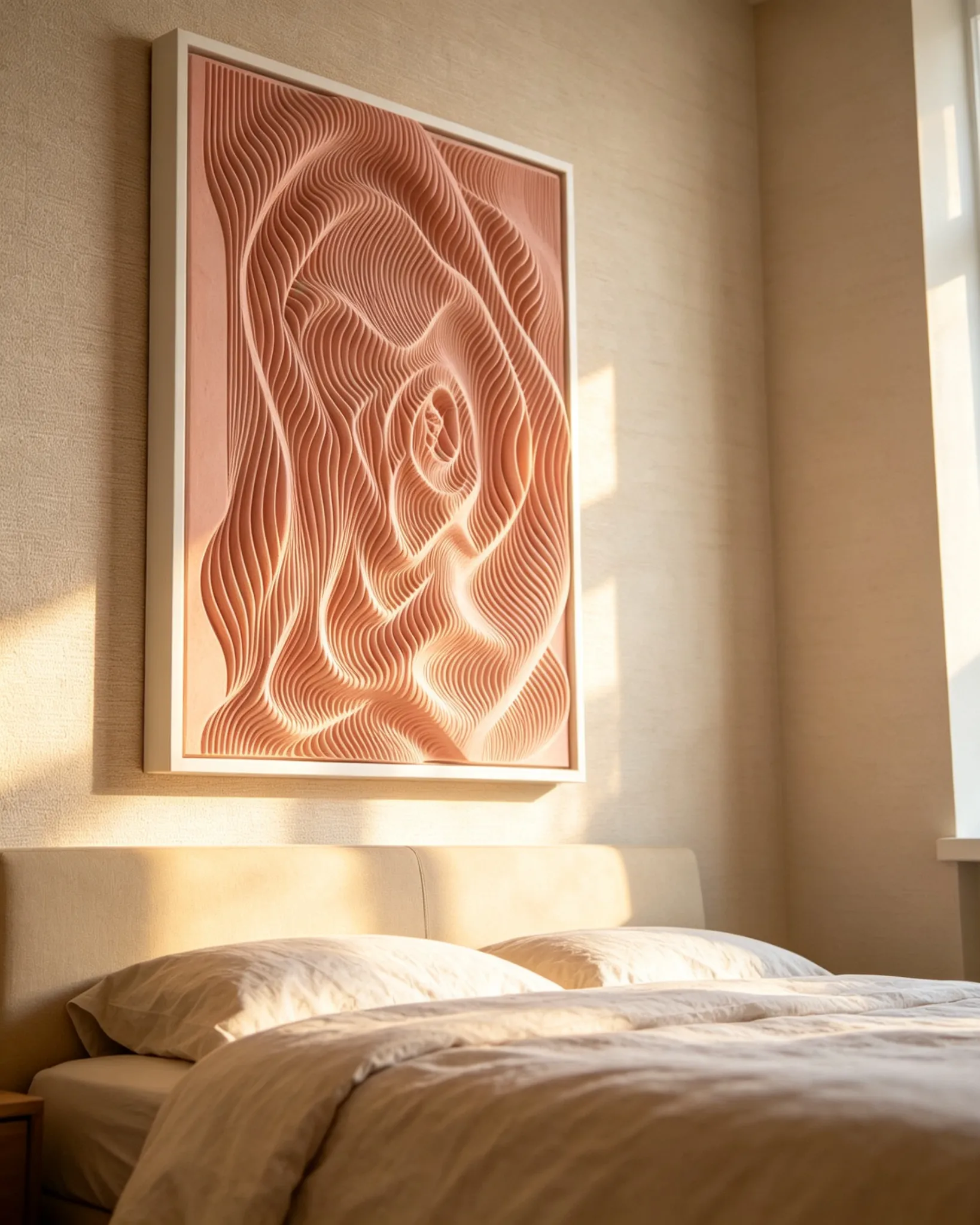 3D Layered Wall Art　Blush Wave　Cream-Tone Decor　Entryway Decor　room127　https://www.room127.com