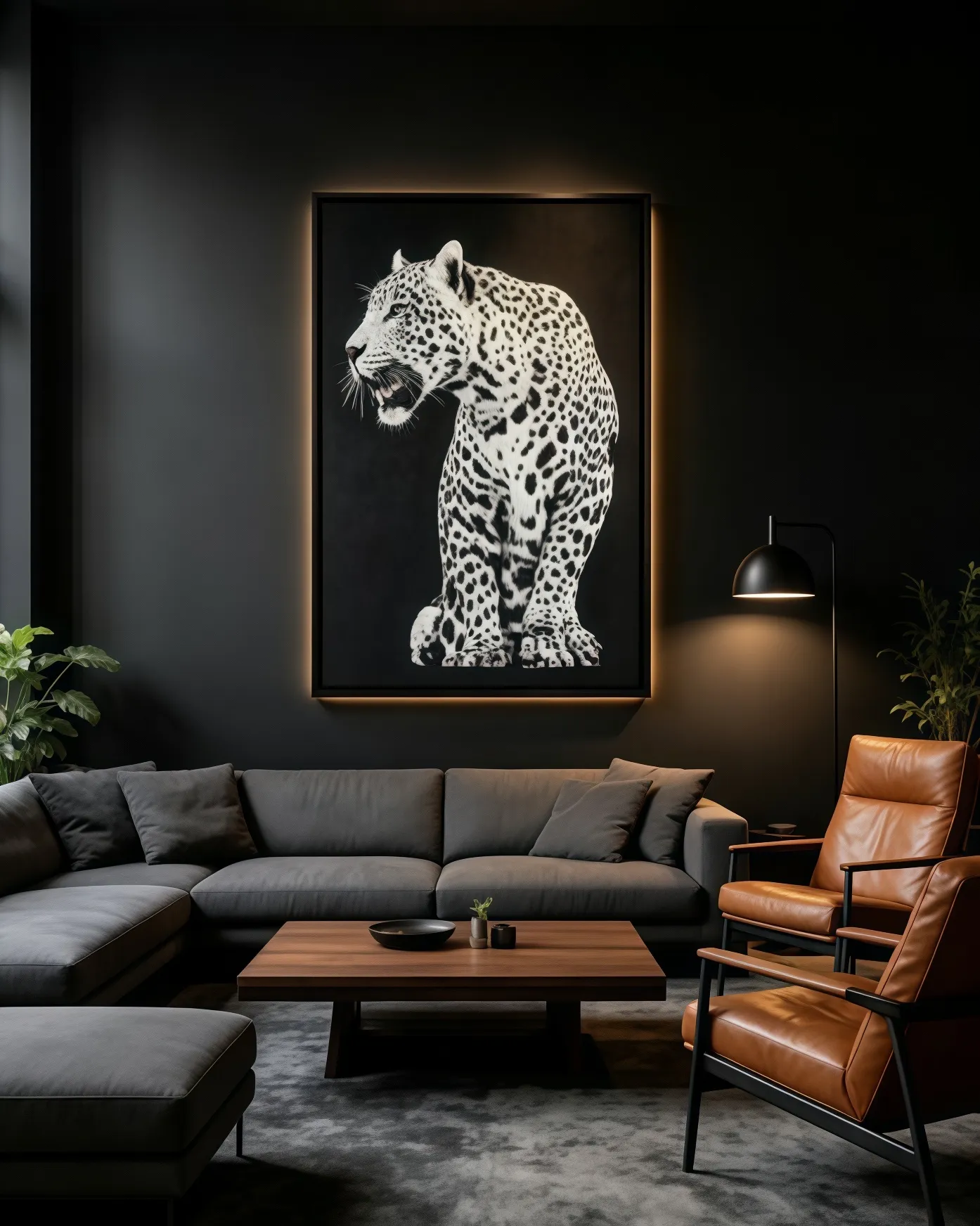 Black &amp; White Leopard Embroidery　Full-Stitch Craft　Statement Wall Art　Entryway Feature Piece　room127　https://www.room127.com
