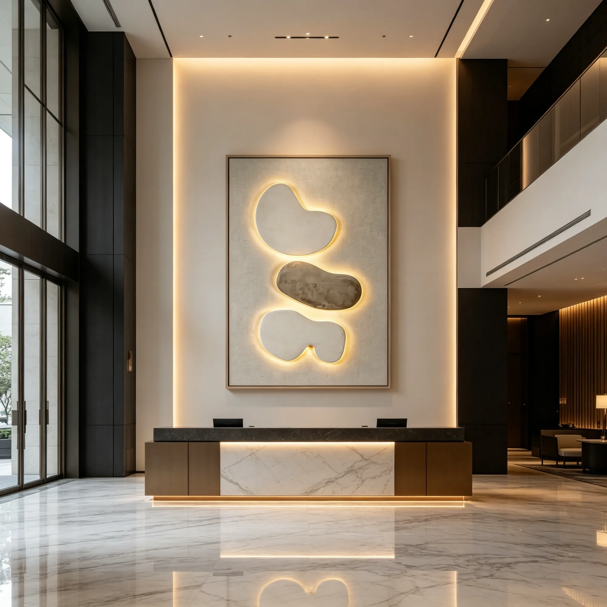#3DBacklitWallSculpture #CommercialInteriorDecor #HotelLobbyWallArt #WabiSabiInteriorDesign #FeatureWallInstallation https://www.room127.com