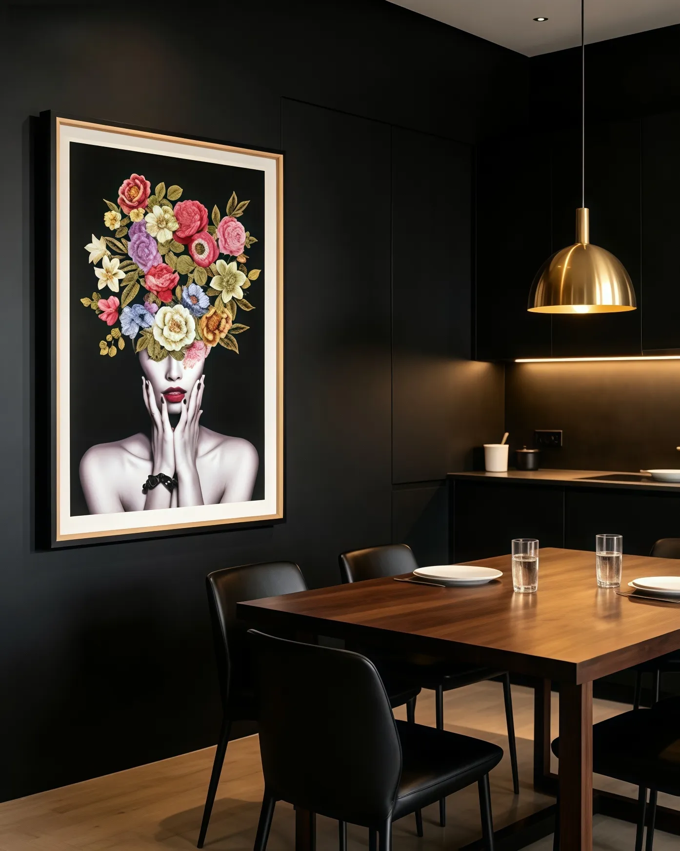dark luxury wall art floral portrait embroidery texture painting 2026 home trends entryway statement art dining room decor living room gallery wall independent designer art customizable artwork room127 https://www.room127.com