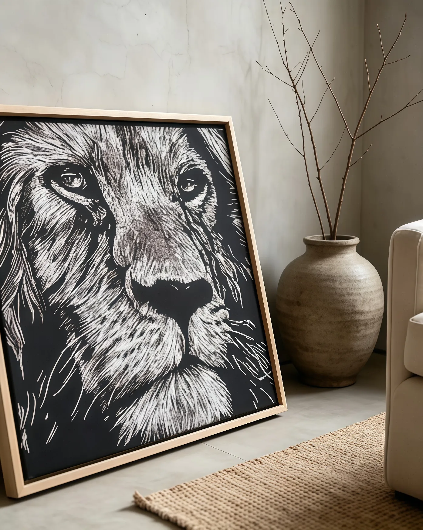 lion wall art black and white embroidery new arrival decor statement office art industrial style painting square artwork stitched texture customizable wall art bold interior piece room127 https://www.room127.com