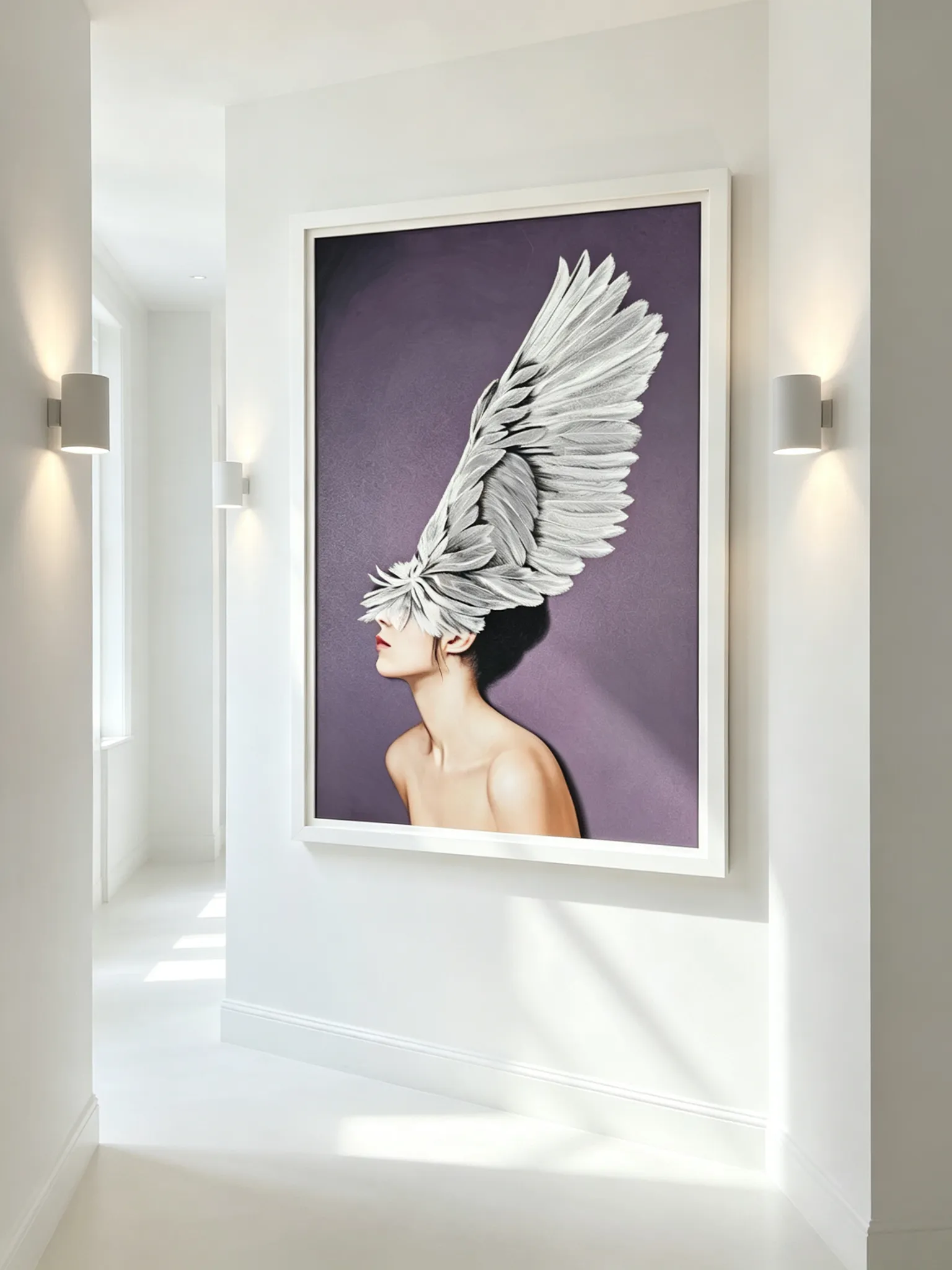 2026 decor trends embroidered portrait art feather figure painting quiet luxury interiors white wall styling textured wall art customizable styles contemporary artwork room127