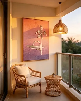 custom wall art, rope wall art, palm tree painting, sunset wall art, bohemian wall decor, tropical home decor, coastal wall art, handcrafted wall art, made to order art, room127, https://www.room127.com