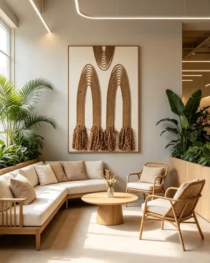 jute rope wall art styling, arched rope painting decor, boho entryway ideas, minimalist living room wall decor, natural fiber dining nook art, textured rope painting, handwoven jute wall hanging, 80x120 vertical art, warm neutral home decor, bohemian styling guide
