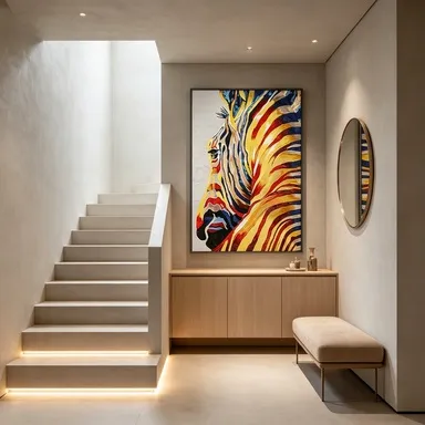2026 wall art trends, textured embroidery wall decor, vibrant zebra animal portrait, statement wildlife painting, modern residential &amp; commercial interior, https://www.room127.com