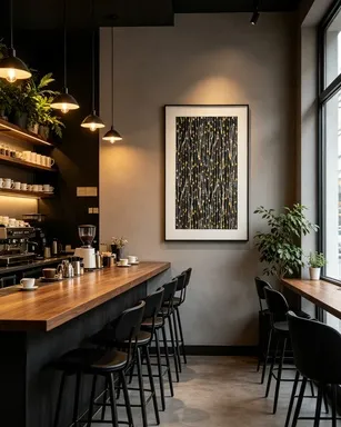 Textured wall art for café wall decoration, industrial style retail shop interior decor