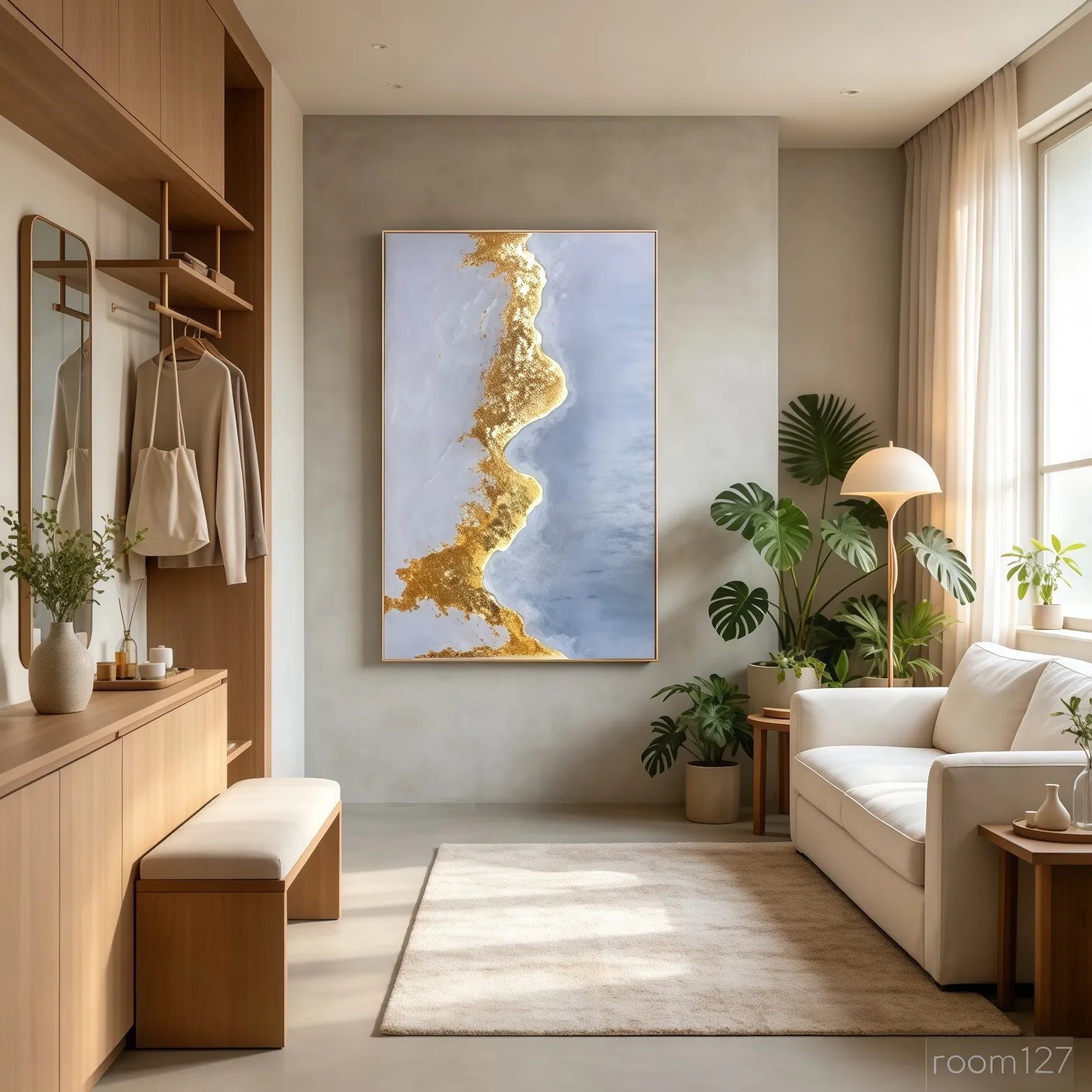 Light up textured wall art installed on boutique hotel lobby feature wall