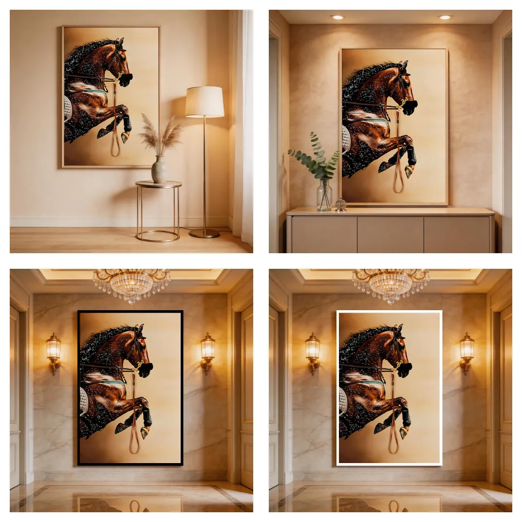 #CustomLuxuryWallArt #3DCrystalHorsePainting #VillaEntrywayDecor #ClubLobbyWallDecor #LargeVerticalCustomArt https://www.room127.com/