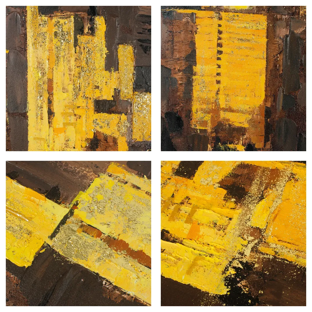 Thick-Impasto Oil Painting　Gold &amp; Black Texture　Business Sophistication　Cigar Lounge Art　room127 https://www.room127.com