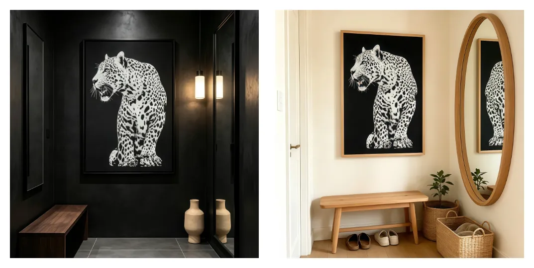 Black &amp; White Leopard Embroidery　Full-Stitch Craft　Statement Wall Art　Entryway Feature Piece　room127　https://www.room127.com